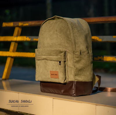 Picture of Ash Olive Corduroy Fabric Core Color Backpack Picture of Ash Olive Corduroy Fabric Core Color Backpack