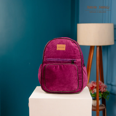 Picture of Dark Berry Corduroy Fabric Core Color Aboni Backpack Picture of Dark Berry Corduroy Fabric Core Color Aboni Backpack