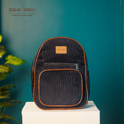 Picture of Black Corduroy Fabric Core Color Aboni Backpack Picture of Black Corduroy Fabric Core Color Aboni Backpack