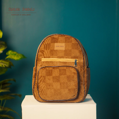 Picture of Golden Grid Corduroy Fabric Core Color Aboni Backpack Picture of Golden Grid Corduroy Fabric Core Color Aboni Backpack