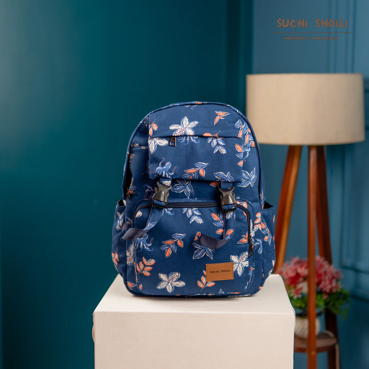 Picture of Navy Blue Leaves Maria Backpack Picture of Navy Blue Leaves Maria Backpack