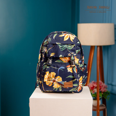 Picture of Navy Plams Flower Maria Backpack Picture of Navy Plams Flower Maria Backpack