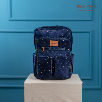 Picture of Navy Golden Love Corduroy Fabric Nandita Backpack Picture of Navy Golden Love Corduroy Fabric Nandita Backpack