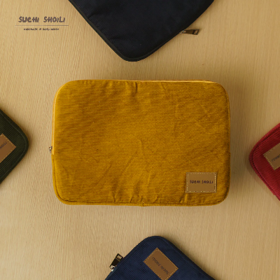 Picture of Yellow Corduroy Fabric Laptop Sleeve Picture of Yellow Corduroy Fabric Laptop Sleeve