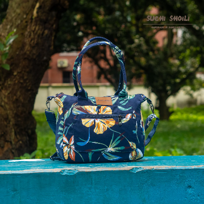 Picture of Navy Plams Flower Ajrin Crossbody Bag Picture of Navy Plams Flower Ajrin Crossbody Bag