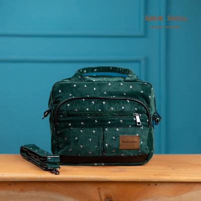 Picture of Drak Green Leaf Corduroy Fabric Eva Tote Bag Picture of Drak Green Leaf Corduroy Fabric Eva Tote Bag