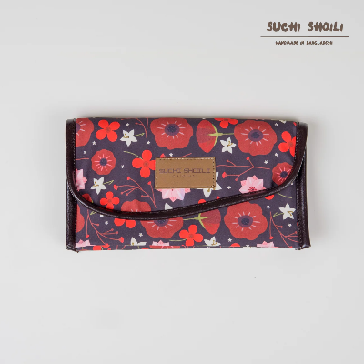 Picture of New Multi Floral Nokshi Triple Chamber Money Purse Picture of New Multi Floral Nokshi Triple Chamber Money Purse
