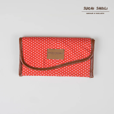 Picture of Orange Dot Nokshi Triple Chamber Money Purse Picture of Orange Dot Nokshi Triple Chamber Money Purse