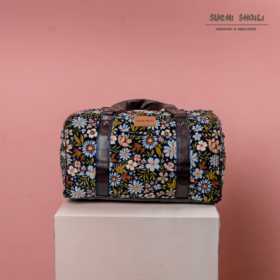Picture of Dusky Bloom Corduroy Fabric Square Duffel Bag Picture of Dusky Bloom Corduroy Fabric Square Duffel Bag