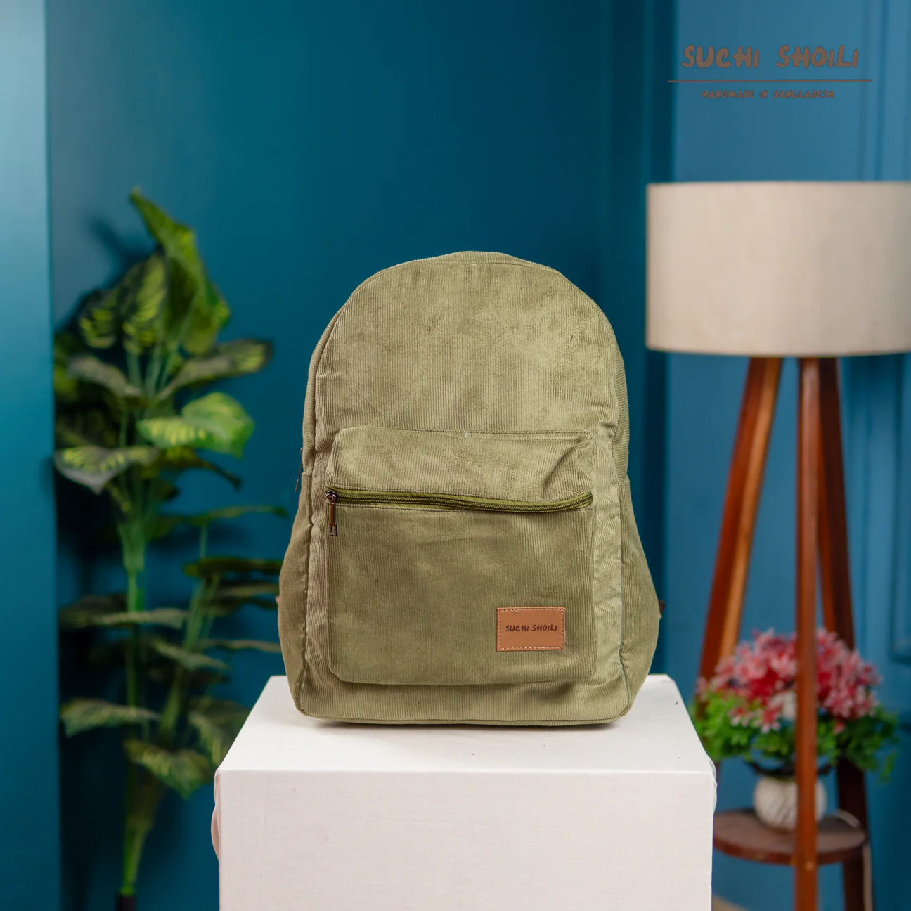 Picture of Ash Olive Corduroy Fabric Urbanmate Backpack Picture of Ash Olive Corduroy Fabric Urbanmate Backpack