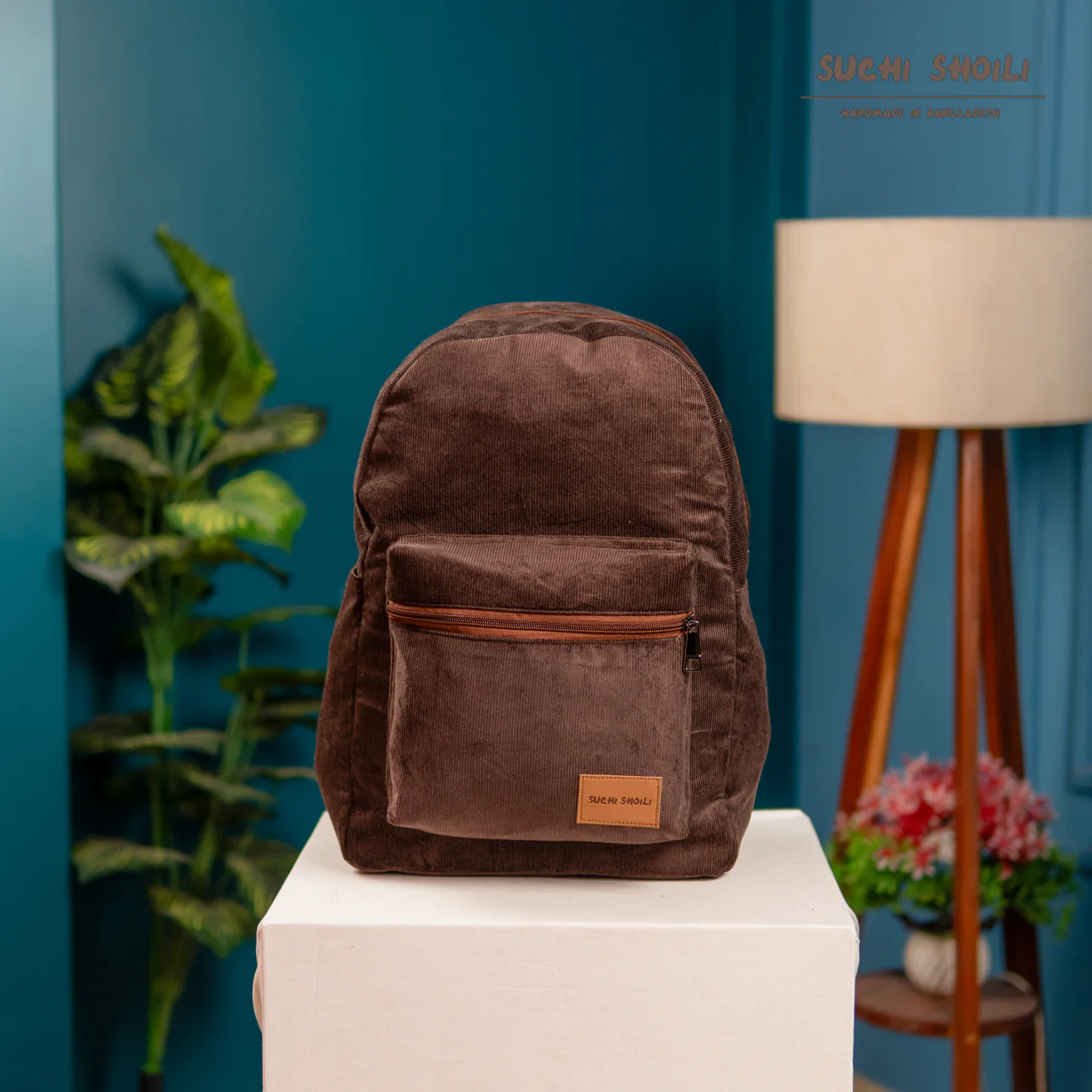 Picture of Coffee Corduroy Fabric Urbanmate Backpack Picture of Coffee Corduroy Fabric Urbanmate Backpack