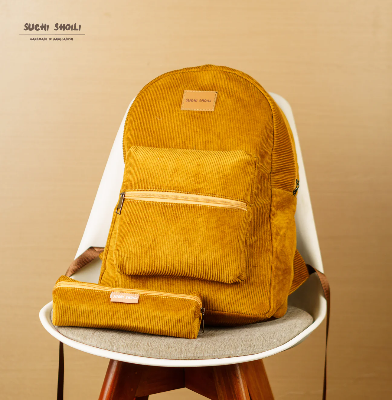 Picture of Yellow Corduroy Fabric Urbanmate Backpack Picture of Yellow Corduroy Fabric Urbanmate Backpack