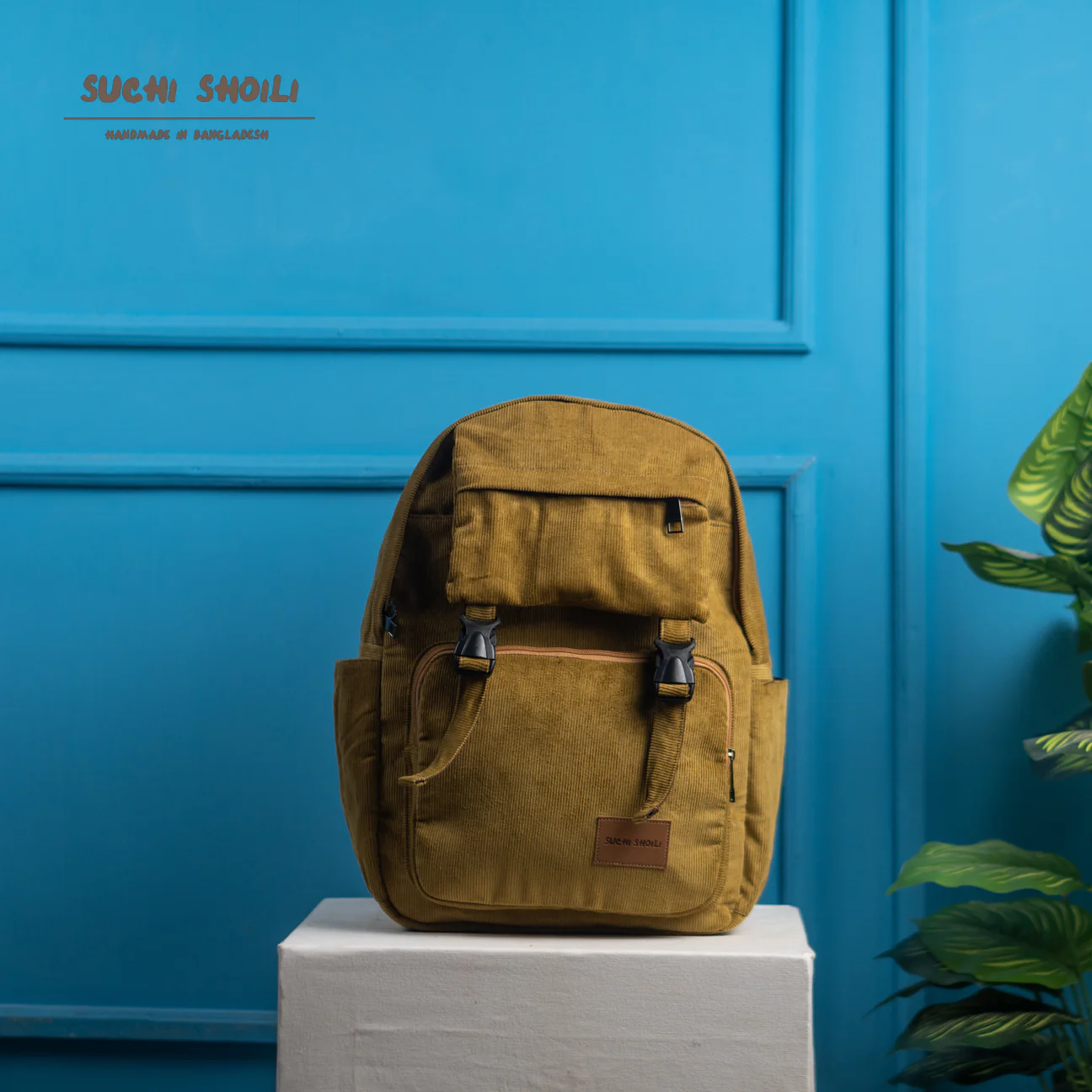 Picture of Lite Yellow Corduroy Fabric Metro Backpack Picture of Lite Yellow Corduroy Fabric Metro Backpack