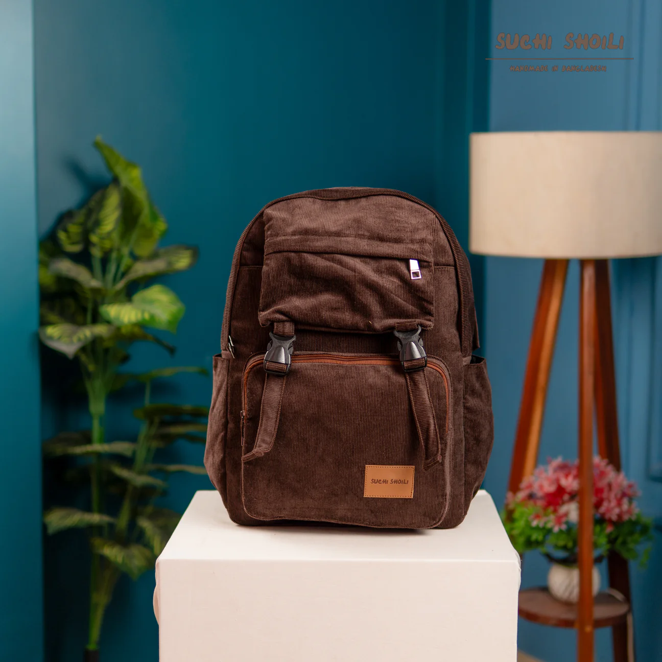 Picture of Coffee Corduroy Fabric Metro Backpack Picture of Coffee Corduroy Fabric Metro Backpack