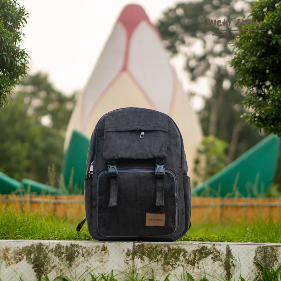 Picture of Black Corduroy Fabric Metro Backpack Picture of Black Corduroy Fabric Metro Backpack