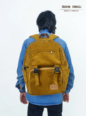 Picture of Yellow Corduroy Fabric Metro Backpack Picture of Yellow Corduroy Fabric Metro Backpack