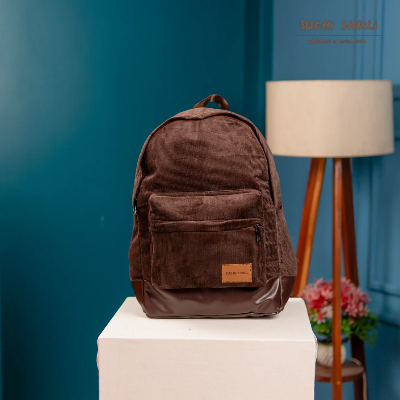 Picture of Coffee Corduroy Fabric Core Color Backpack Picture of Coffee Corduroy Fabric Core Color Backpack