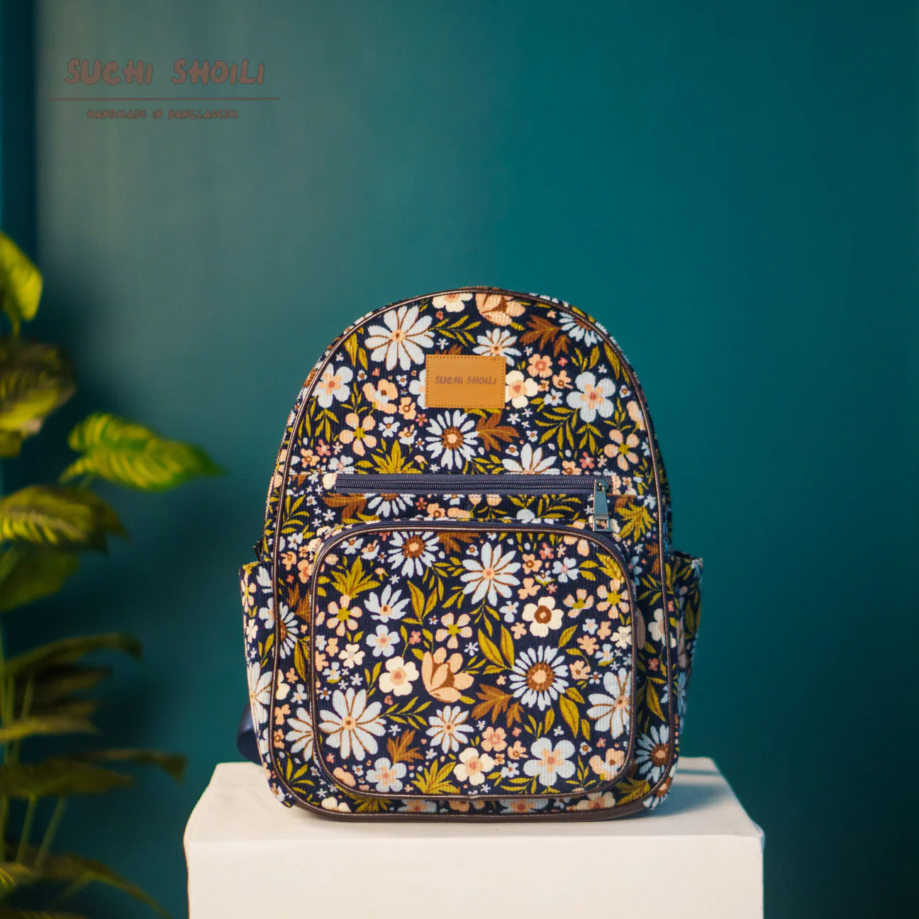 Picture of Dusky Bloom Corduroy Fabric Aboni Backpack Picture of Dusky Bloom Corduroy Fabric Aboni Backpack