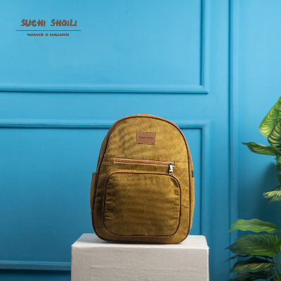 Picture of Lite Yellow Corduroy Fabric Aboni Backpack Picture of Lite Yellow Corduroy Fabric Aboni Backpack