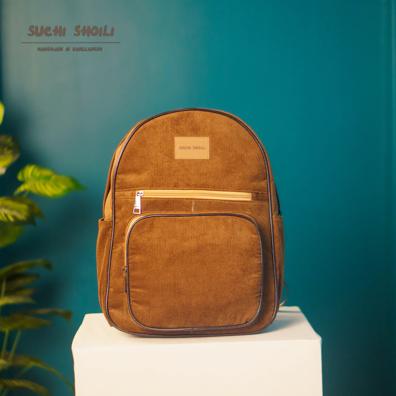 Picture of Chocolate Corduroy Fabric Core Color Aboni Backpack Picture of Chocolate Corduroy Fabric Core Color Aboni Backpack
