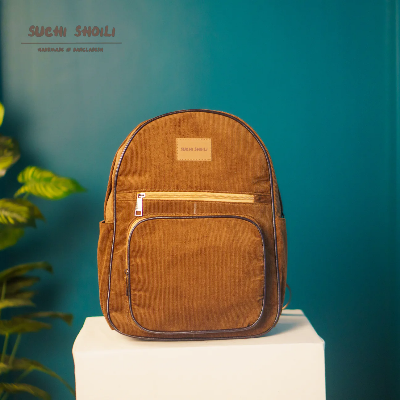 Picture of Chocolate Corduroy Fabric Core Color Aboni Backpack Picture of Chocolate Corduroy Fabric Core Color Aboni Backpack
