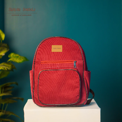 Picture of Maroon Corduroy Fabric Core Color Aboni Backpack Picture of Maroon Corduroy Fabric Core Color Aboni Backpack