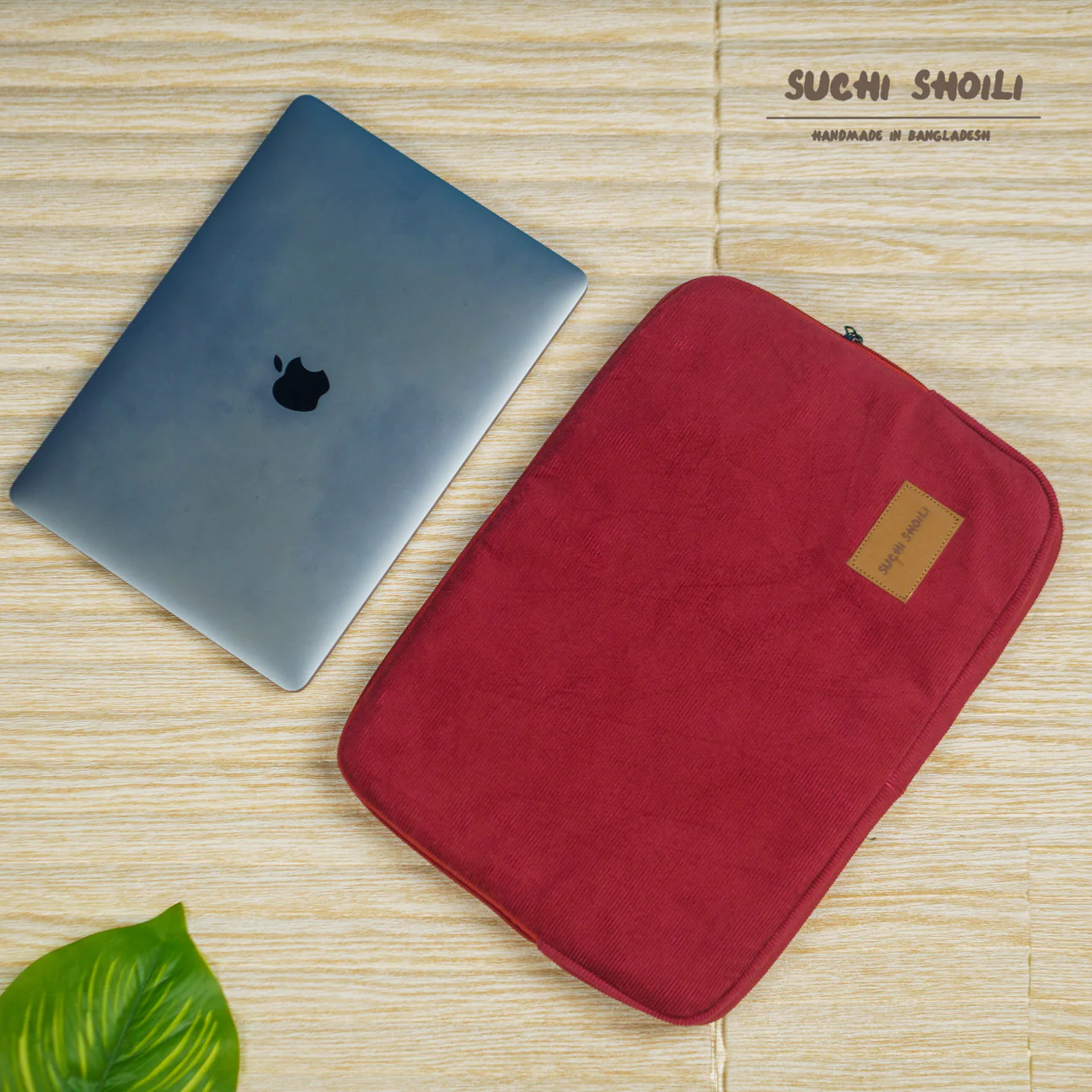 Picture of Maroon Corduroy Fabric Laptop Sleeve Picture of Maroon Corduroy Fabric Laptop Sleeve
