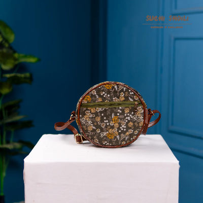 Picture of Marigold Corduroy Fabric OrbChic Round Bag Picture of Marigold Corduroy Fabric OrbChic Round Bag