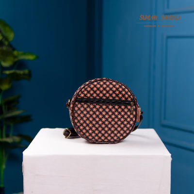 Picture of Vintage Flower Corduroy Fabric OrbChic Round Bag Picture of Vintage Flower Corduroy Fabric OrbChic Round Bag