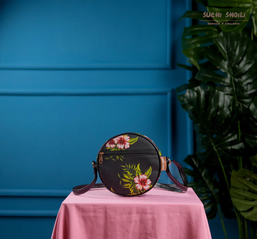 Picture of Tropical Hibiscus Floral OrbChic Round Bag Picture of Tropical Hibiscus Floral OrbChic Round Bag