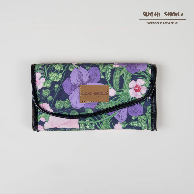 Picture of Midnight Flower Nokshi Triple Chamber Money Purse Picture of Midnight Flower Nokshi Triple Chamber Money Purse