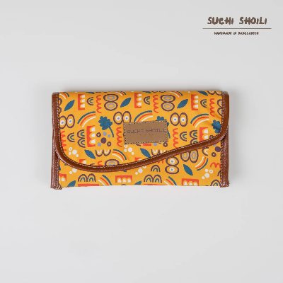 Picture of Abstract Geometric Nokshi Triple Chamber Money Purse Picture of Abstract Geometric Nokshi Triple Chamber Money Purse