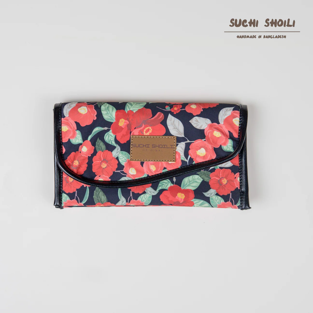 Picture of Floral Midnight Nokshi Triple Chamber Money Purse Picture of Floral Midnight Nokshi Triple Chamber Money Purse