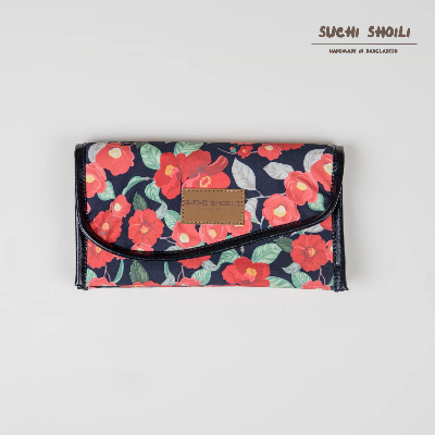 Picture of Floral Midnight Nokshi Triple Chamber Money Purse Picture of Floral Midnight Nokshi Triple Chamber Money Purse