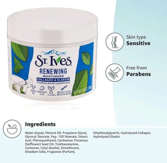 Picture of International France product St Ives cream Renewing collagen Elastin facial moisturizer - 283 GM