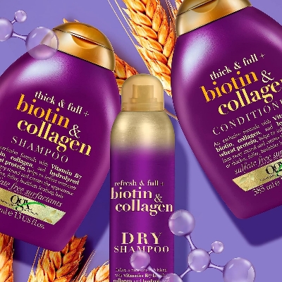 Picture of International European product Hair care Ogx thick & Full +Biotin & Collagen Shampoo used for male/ female - 385 ml