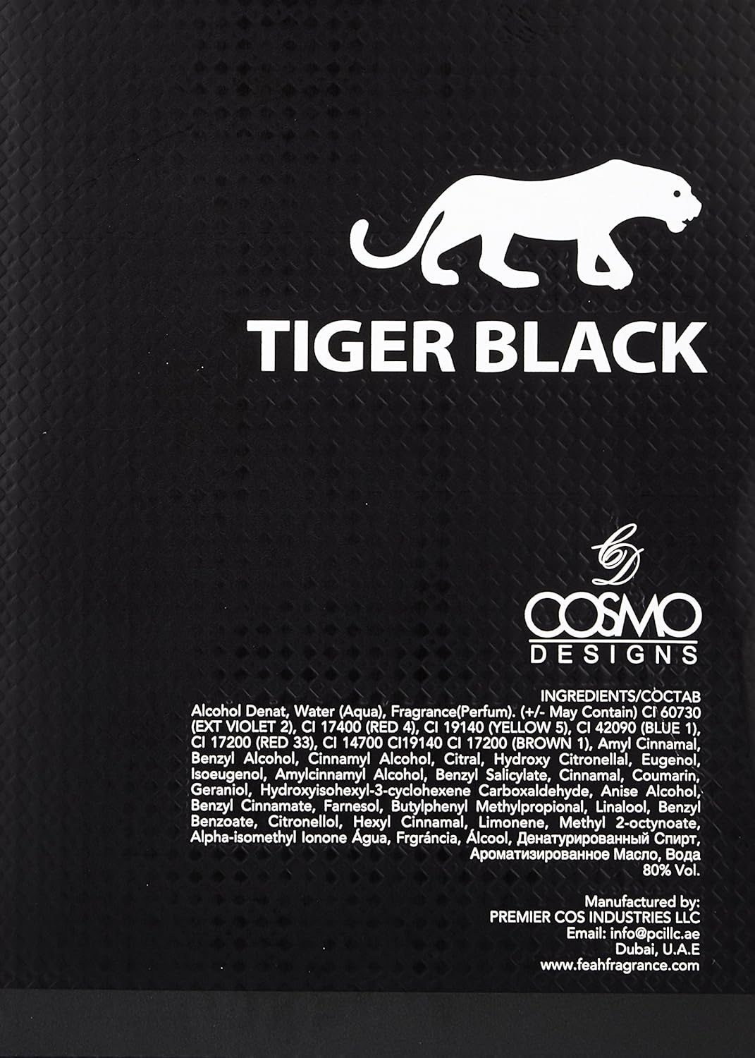 Picture of International Dubai Product Cosmo Designs Cosmo Tiger Black Eau De Toilette Spray Perfume for Men-100ml