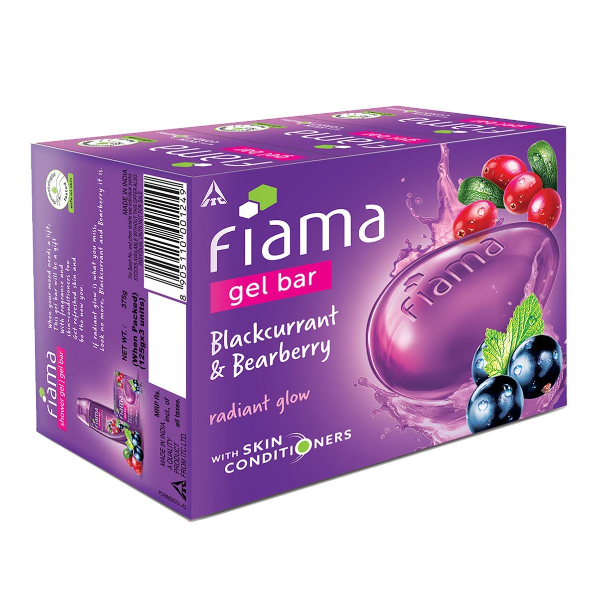 Picture of International Indian Product Fiama Di Wills Gel Bar, Blackcurrant and Bearberry, 125g