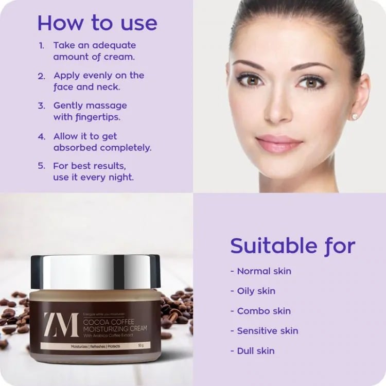 Picture of International Indian product Skin care ZM Cocoa Coffe Moisturizing cream Used for male/female - 50 gm