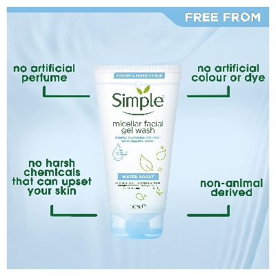 Picture of International UK product Simple micellar facial gel wash used for male/ female - 150 ml e