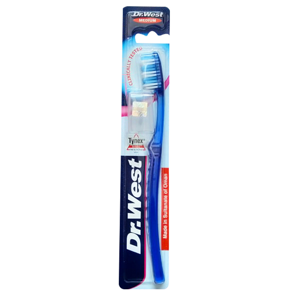 Picture of Dr.West, Medium Toothbrush with Travel Cap (Blue)