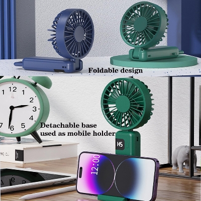 Picture of Portable Handheld Fan 5 Adjustable Speed Rechargeable Mini Fan 90° Angle Adjustment Foldable Fan Quiet Personal Fan