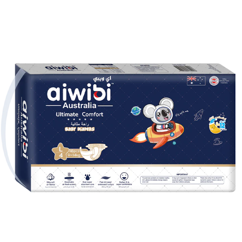 Picture of Aiwibi Australia Ultimate Comfort Baby Diapers L (9-14KG) 48pcs
