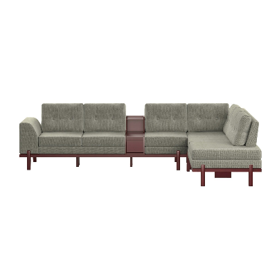Picture of REGAL WOODEN SOFA- PERILIN SDC-395-3-1-20 (L SHAPE SOFA SET)-FABRIC-2186