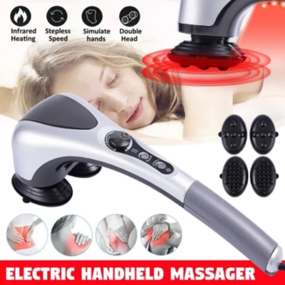Electric Handheld Back Massager Infrared Heating Hammer Massager With Double Head Used To Full Body Massage Pain Relief