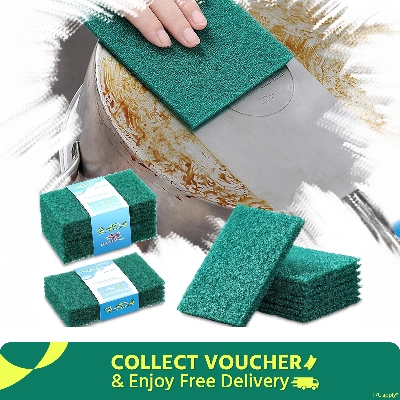 Picture of (Pack of 10pcs) Modern Bright Dish Washing Pad Green Scouring Pad Dish Cleaning Scrubber Scouring Pads for Dishes Kitchen Scrubbers & Metal Grills - Majuni