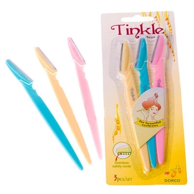 Picture of Tinkle 3pcs Colorful Eyebrow Trimmer Face Hair Razors Women Eyebrow Shaver Hair Removal Makeup Tools