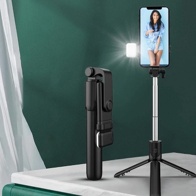 Picture of 4 in 1 Smartphone Tripod + Selfie Stick with LED Fill Light & Wireless Bluetooth-Compatible Mini Tripod Shutter Remote Control Lengthened Tripod