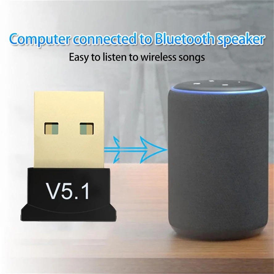 Picture of USB Bluetooth 5.1 Adapter Transmitter Bluetooth Receiver Audio Bluetooth Dongle Wireless USB Adapter for Desktop Computer PC & Laptop
