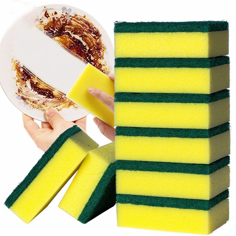 Picture of (Pack of 10) Double Sided Dish Washing Cleaning Foam and Scrubber Sponge
